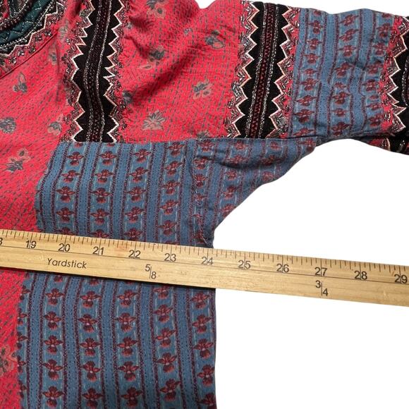 Free People Boho Peasant Top Medium Boxy Fit Embroidered Tassel Blouse - Picture 7 of 10